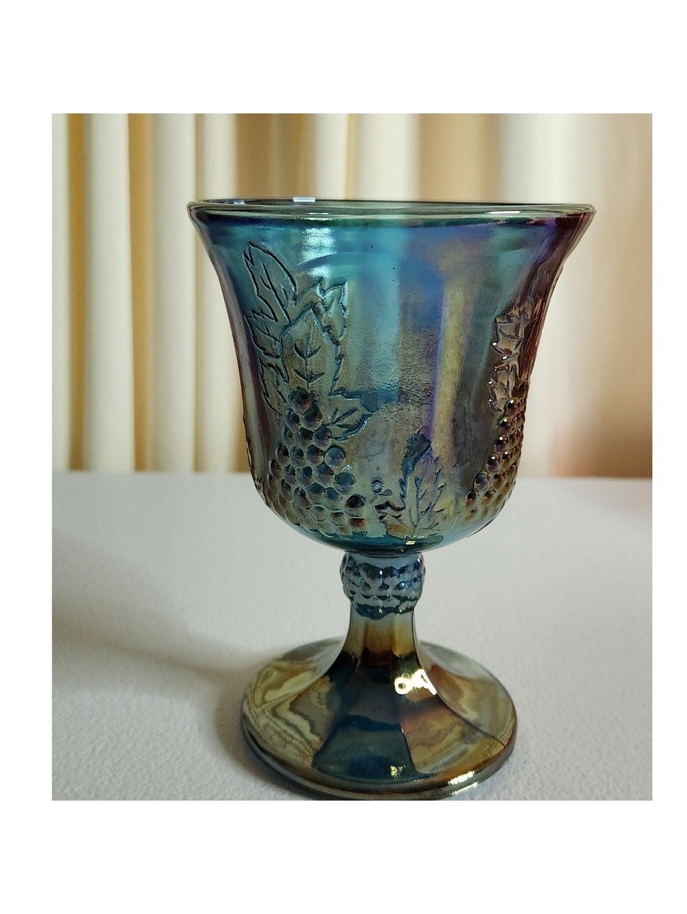 Indiana Glass Iridescent Blue Harvest Grape Goblet